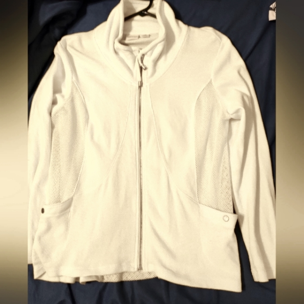 Zenergy by Chico's Light Yellow Knit Jacket Sz 2